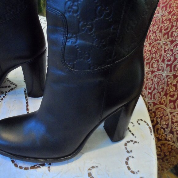 Gucci GUCCISSIMA 85th Anniversary Black Calf Leather Riding Boots Size 9.5C - Picture 11 of 16